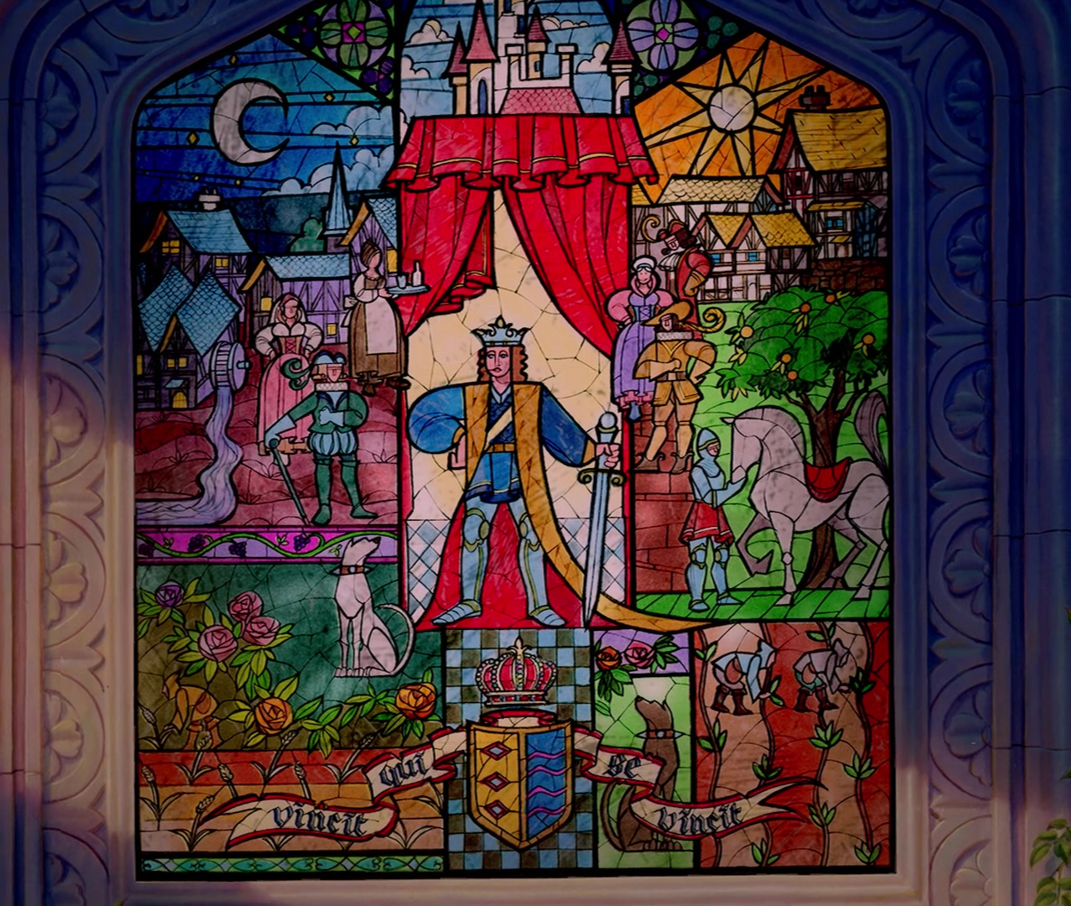 r/MovieDetails - In Beauty and The Beast (1991), the Latin motto on the window is ""Vincit qui se vincit", it means "He conquers who conquers himself". It foreshadows how the Beast overcomes the curse.