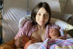 Kate MacLennan and her twin daughters. 