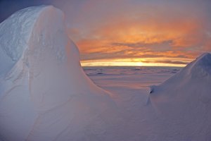 File - A spectacular Arctic sunset over the Arctic Ocean, north of western Russia.