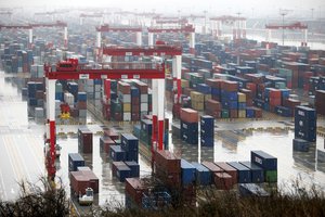 A general view of Yangshan deep-water port is seen Friday, March 5, 2010 in Shanghai, China.