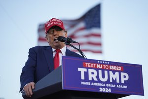 FILE - Republican presidential candidate, former President Donald Trump speaks at a campaign rally in Wildwood, N.J., May 11, 2024.