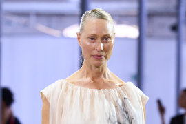 Kate Bell modelling for Herskind at Copenhagen Fashion Week in August 2024.