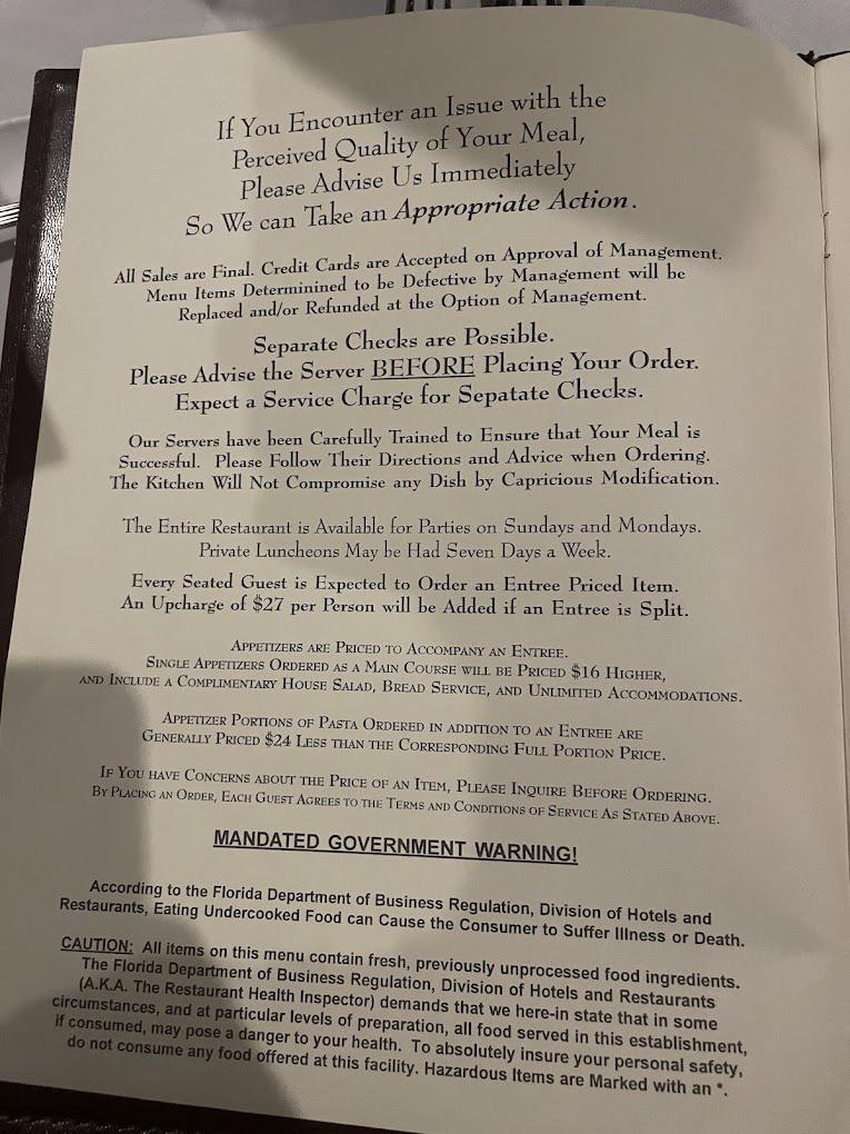 r/mildlyinfuriating - The rules and regulations on this restaurant menu 