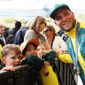  Olympian Grae Morris interacts with fans during a Welcome Home Event for Australia’s Olympian and Paralympians at Tumbalong Park.