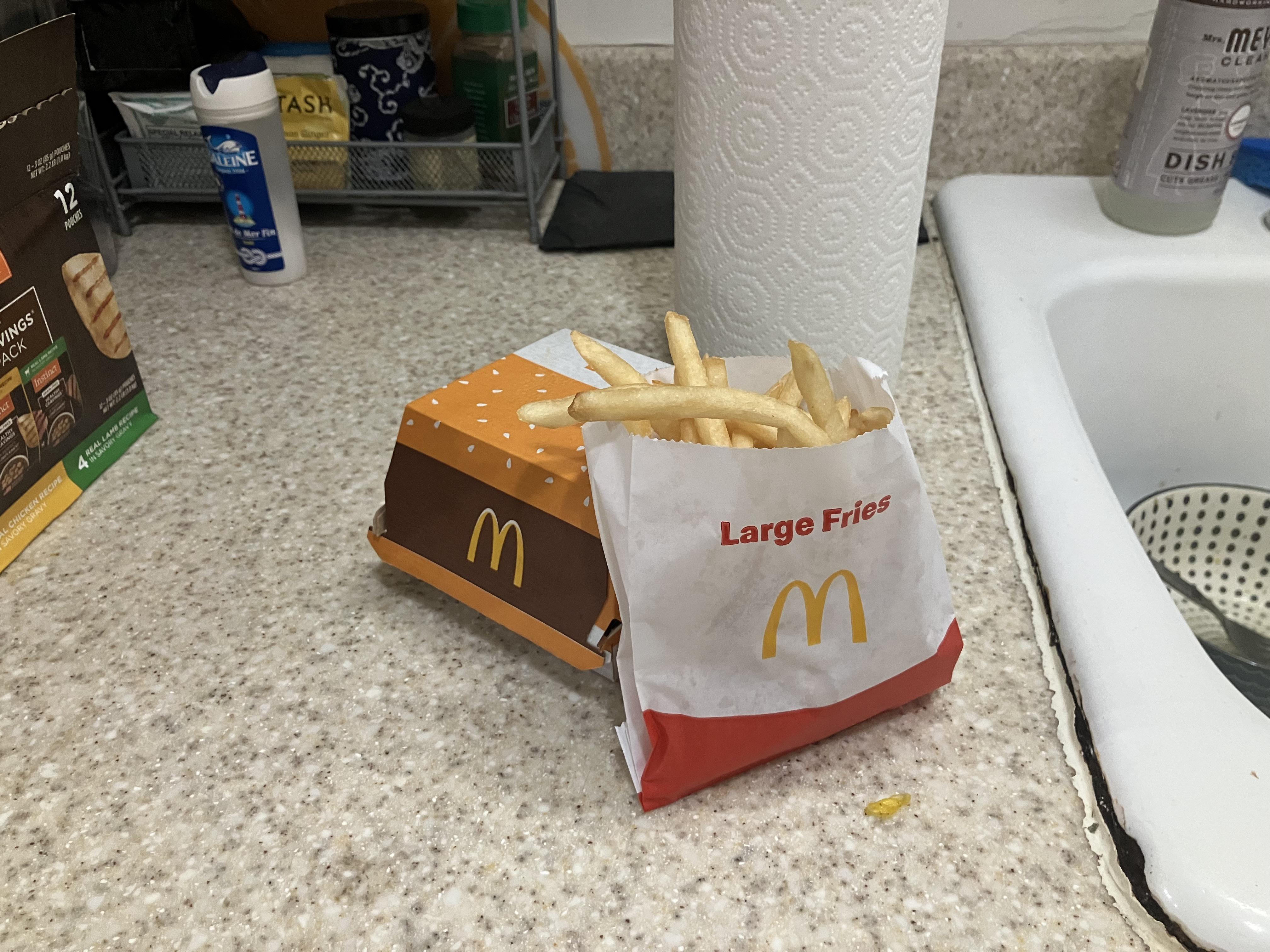 r/mildlyinfuriating - Here’s what a “large fries” looks like at my McDonald’s in 2024