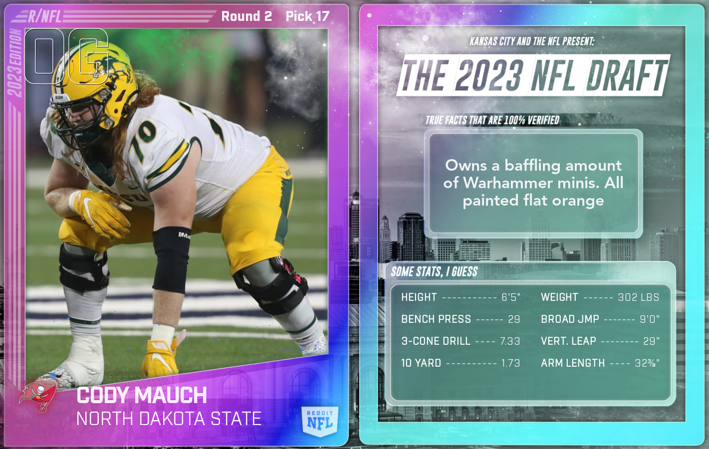 r/nfl - Round 2 - Pick 17: Cody Mauch, OG, North Dakota State (Tampa Bay Buccaneers)