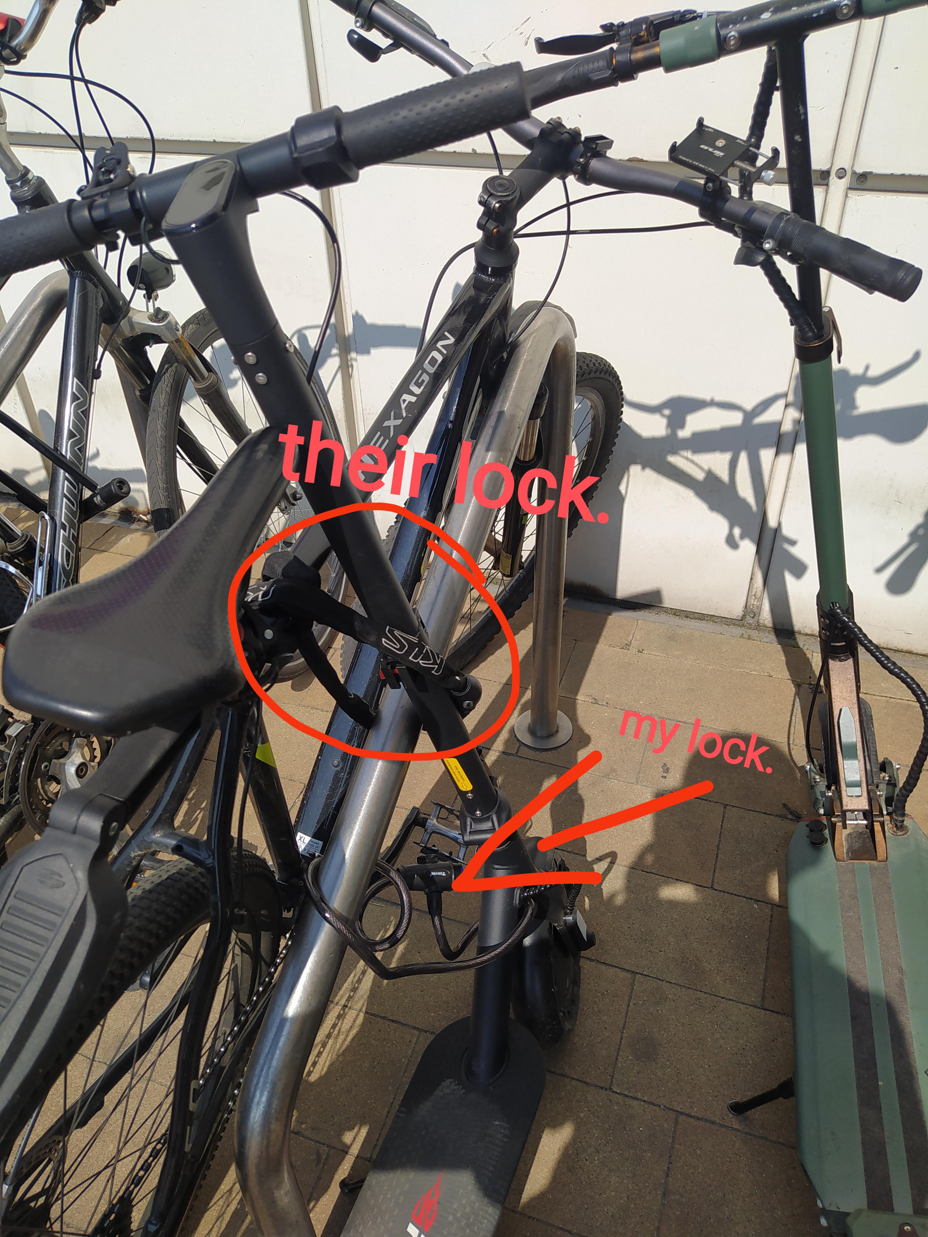 r/mildlyinfuriating - Somebody locked my scooter with their bike lock.