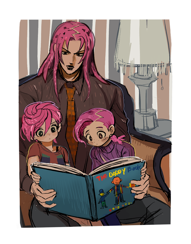 r/wholesomejojo - Reading a book (art by @__kkam via Twitter)