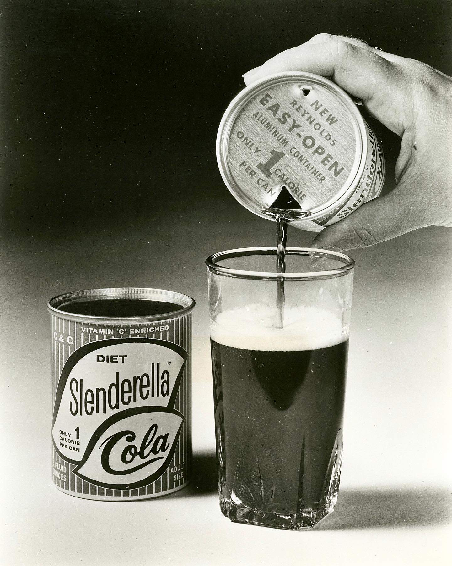 r/vintageads - The VERY FIRST soft drink in an aluminum can! “Slenderella” a new diet cola from Cantrell and Cochrane, Ltd., Inc., the largest canner of soft drinks in the world. Packed in new seamless aluminum can developed and produced by Reynolds Metal Company, Slenderella’s 8 ounces make just…