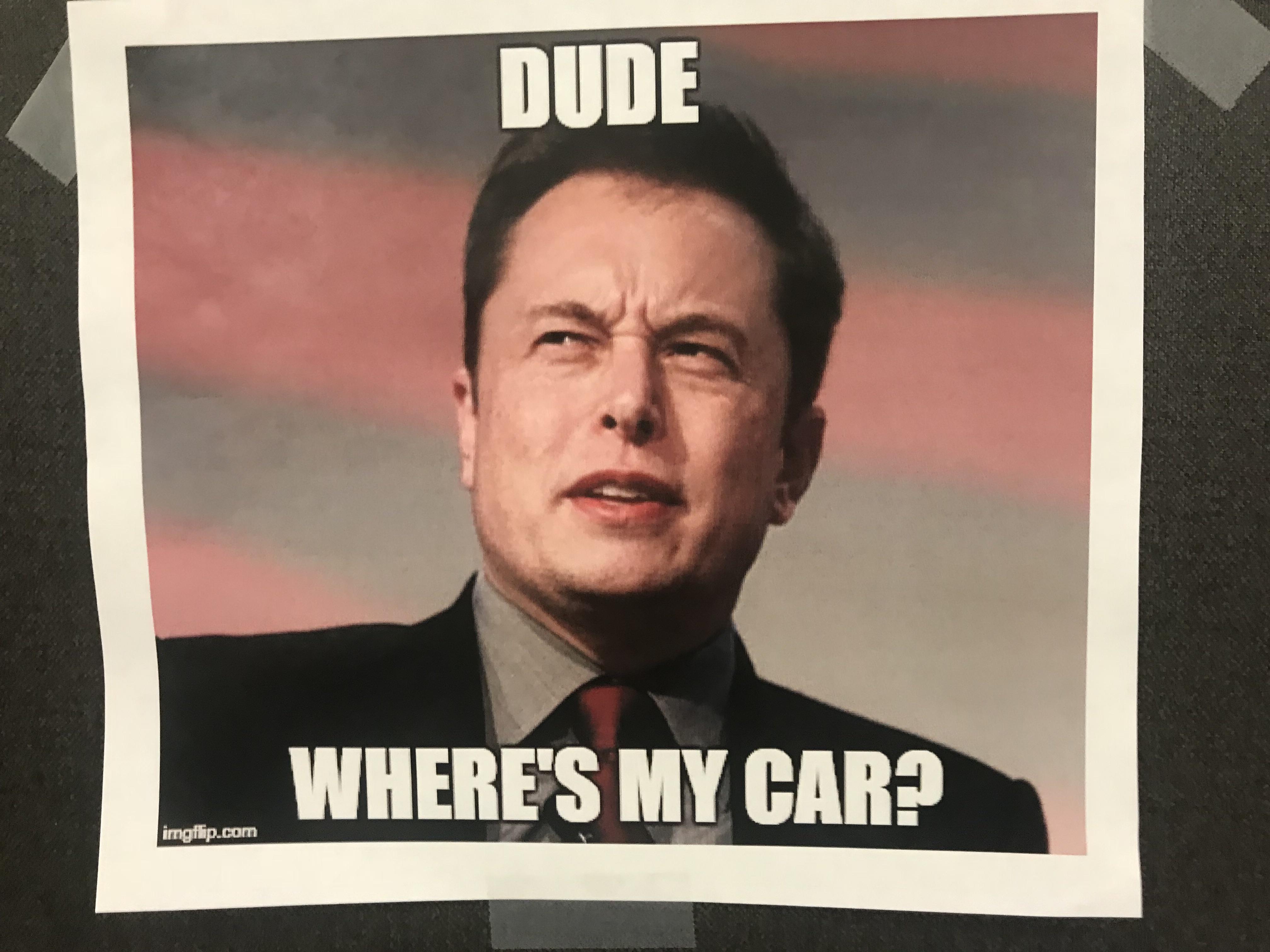 r/teslamotors - My brother works at United Launch Alliance, a Space X competitor. This (along with many others) is on their break room wall.