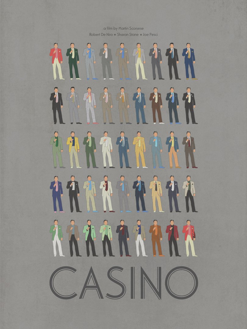 r/MovieDetails - In Casino (1995), Robert De Niro wore a different suit in each of his scenes with the exception of the first and last. This poster shows all the different suits he wore throughout the film