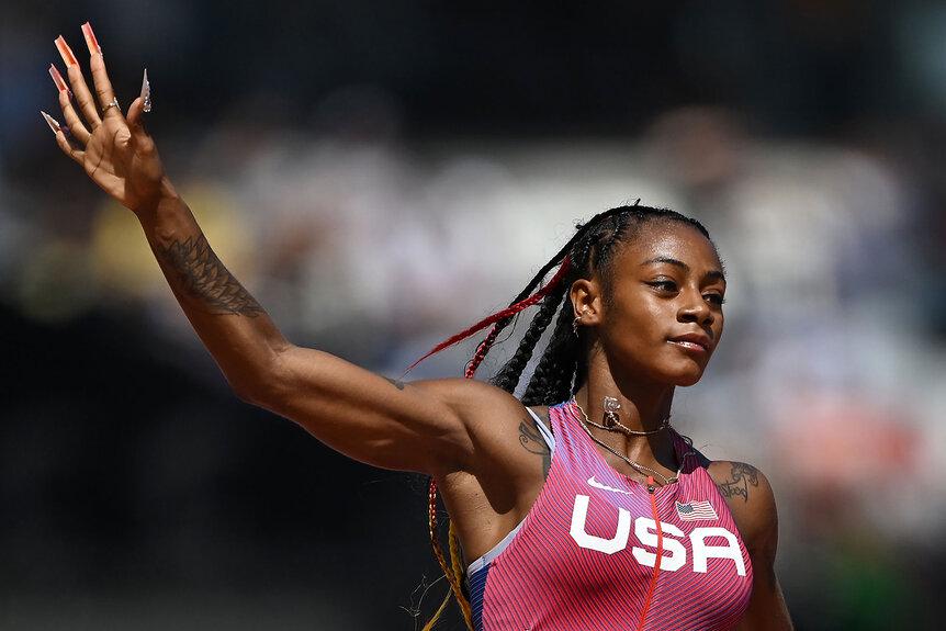 r/pics - Sha'Carri Richardson 🥈 Paris 2024