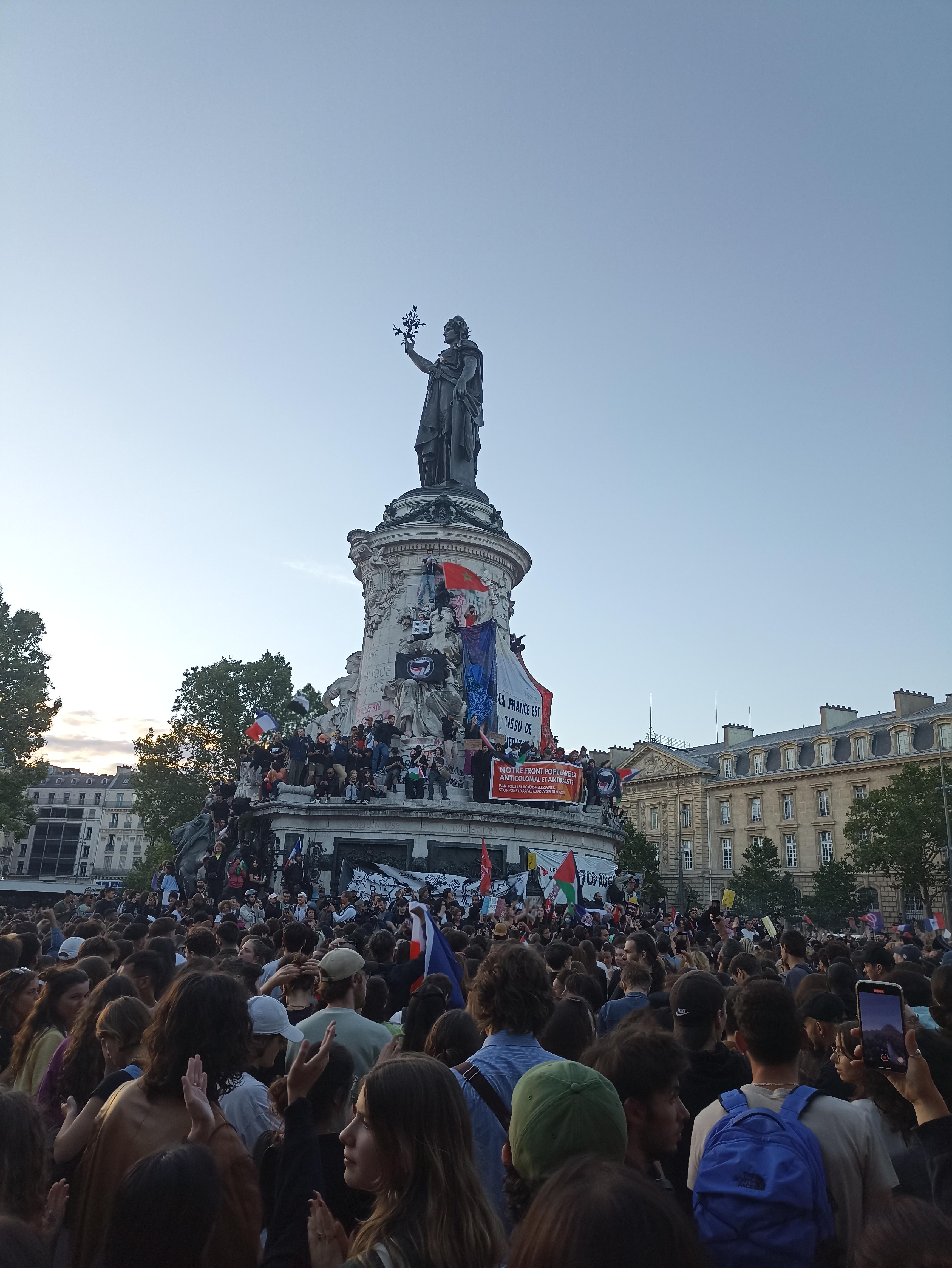 r/pics - Place de la République in Paris after an unexpected loss for the far-right