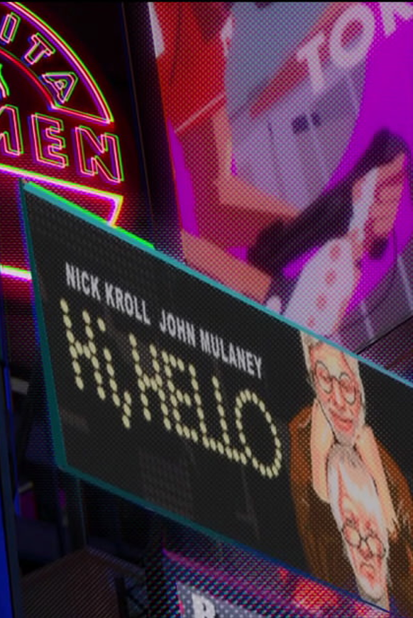 r/MovieDetails - In Spider-man: Into the Spiderverse (2018), you can see an advert for "Hi Hello", starring Nick Kroll and John Mulaney. This is a reference to the comedy act the two have in real life. Mulaney also voices Spider-Ham.