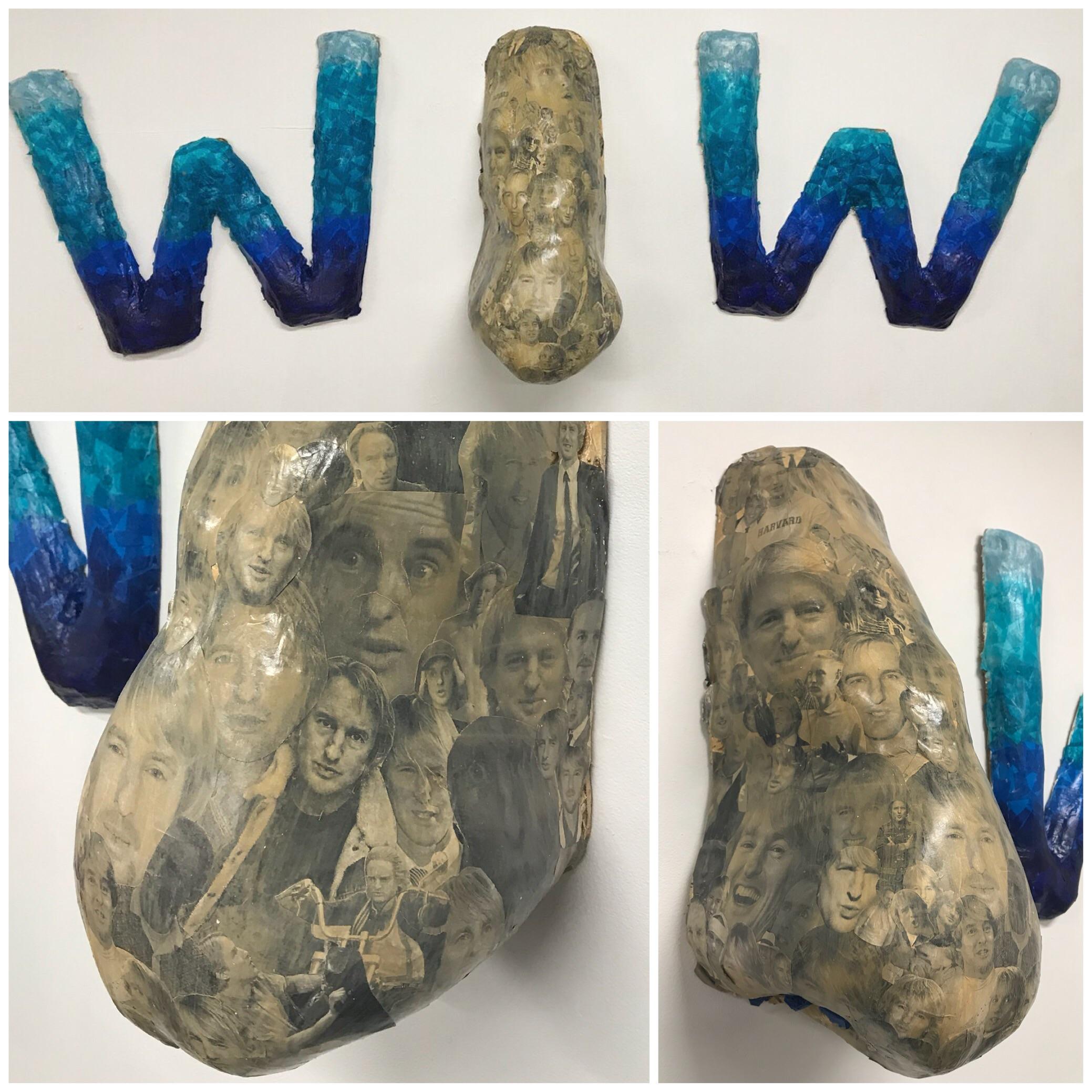 r/pics - For class, I sculpted Owen Wilson’s nose and collaged it with pictures of Owen Wilson to create Owen Wilson’s Wow meme. My teacher did not get it.