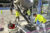 Workers pour concrete to create part of a bus stop in the Manhattan borough of New York City on Oct. 12, 2023. (AP Photo/Ted Shaffrey)