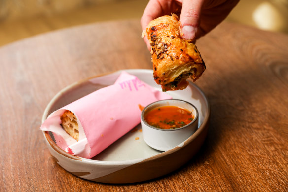 Teddy’s pork and crayfish sausage roll.