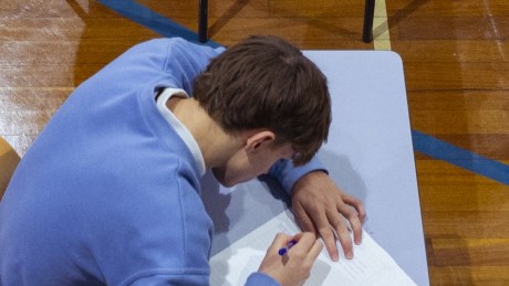 Students sit an exam at Sydney’s Northern Beaches Secondary College.
