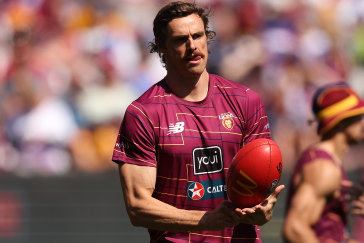 Joe Daniher trains during the Brisbane Lions captain’s run on Friday.