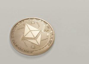 Ethereum coin on white background