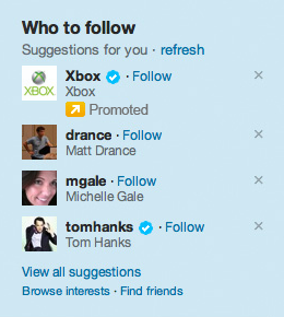 Promoted Accounts in Who to Follow