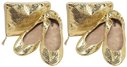 CitySlips  Snakeskin Foldable Ballet Flats, Gold, 2 pk