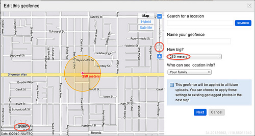 Zoom level of map in relation to the size of the selector-circle