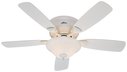 Hunter  Low Profile Fan, White W/ Oak & White Blades, 48"