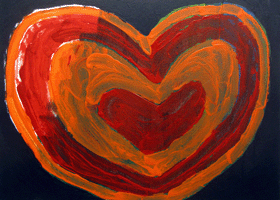 A heart painted by the 13th street Gallery Group