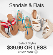 Summer Flats Select Styles $39.99 or less