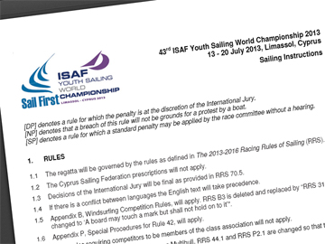 2013 Sail First ISAF Youth Worlds Sailing Instructions Published