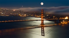 Super Moon Over Golden Gate Bridge