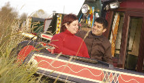 Couple moored at Wigrams Turn Marina on the Grand Union Canal