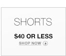 Shorts- New Balance, Puma, Nike, and more:  $40 or less