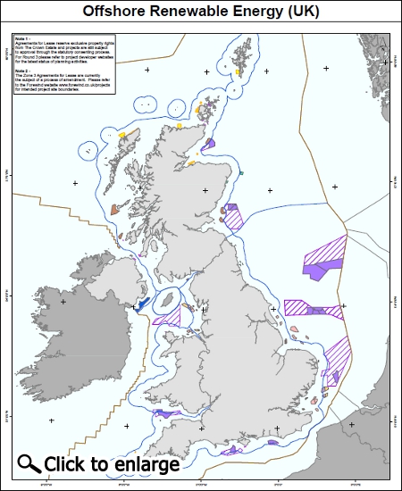 TCE map of UK offshore renewable energy - March 2013