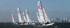 The Nacra 17 fleet get underway for the first time