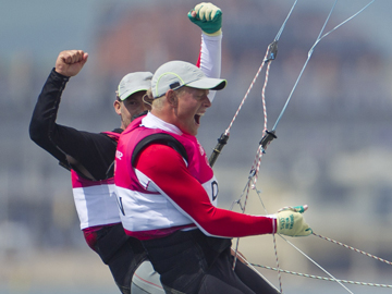 Bronze medallists Allan Norregaard and Peter Lang (DEN)