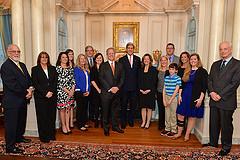 Secretary Kerry With Ambassador Broas and His Family, and Ambassador Bekink