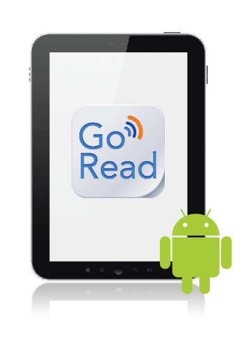 image of android tablet with Go Read logo and Android mascot