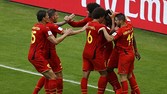 Belgium's Divock Origi celebrates with teammates after scoring a goal during the 2014 World Cup Group H soccer match between Belgium and Russia at the Maracana stadium in Rio de Janeiro June 22, 2014. REUTERS/Ricardo Moraes (BRAZIL - Tags: SOCCER SPORT WORLD CUP)