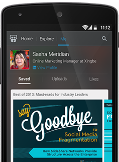 Android phone displaying the Slideshare app.