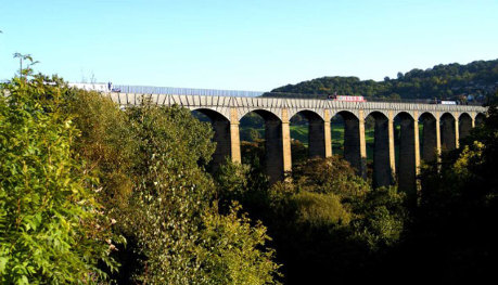 Narrowboat crossing the Pontcysyllte Aqueduct