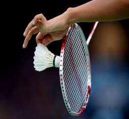 A view of a Badminton Shuttlecock and Racket during Day 1 of the London 2012 Olympic Games at Wembley Arena.