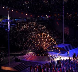 Paralympian Margaret Maughan lights The Paralympic Cauldron during the Opening Ceremony of the London 2012 Paralympics at the Olympic Stadium.