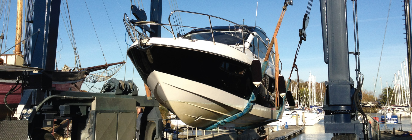 Boat using the boatyard in Summer