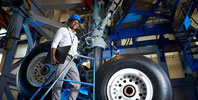 Student researching aircraft landing gear during work placement with Airbus