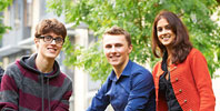 A group of students outside accommodation