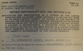 Certificate of Naturalisation, Sid James (catalogue reference: HO 334/874/36511)