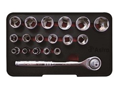 18pc 3/8" Wobble Head Ratchet/Socket Set