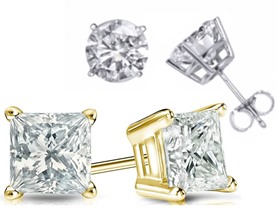 Certified 14kt Gold & Diamond Studs, 0.5-1.5 CTTW